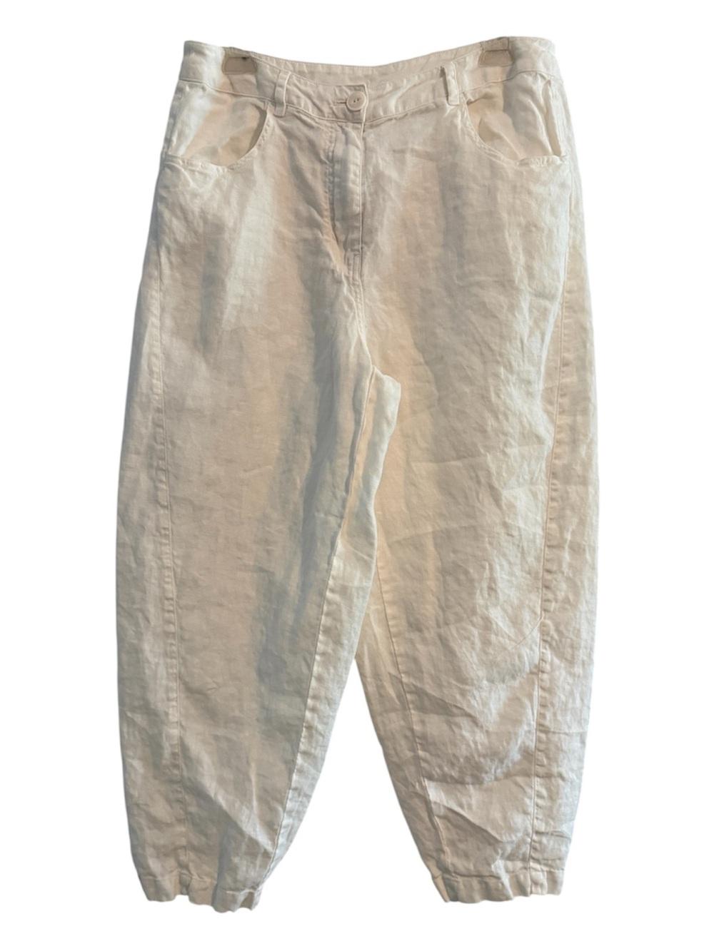 Poetry Linen Barrel Leg Cropped Pants White Size 8